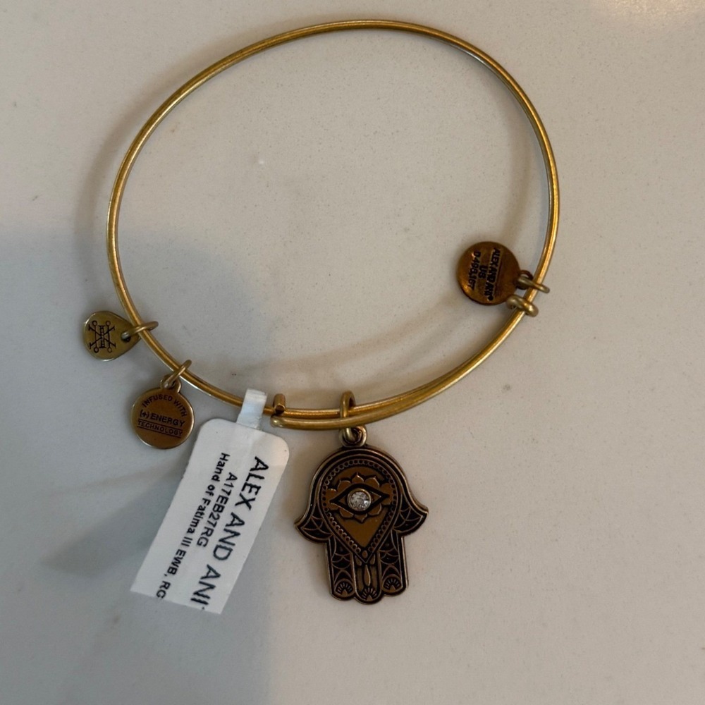 New ALEX and ANI Evil Eye Charm Bangle Bracelet Gold Swarovski Crystal Healing